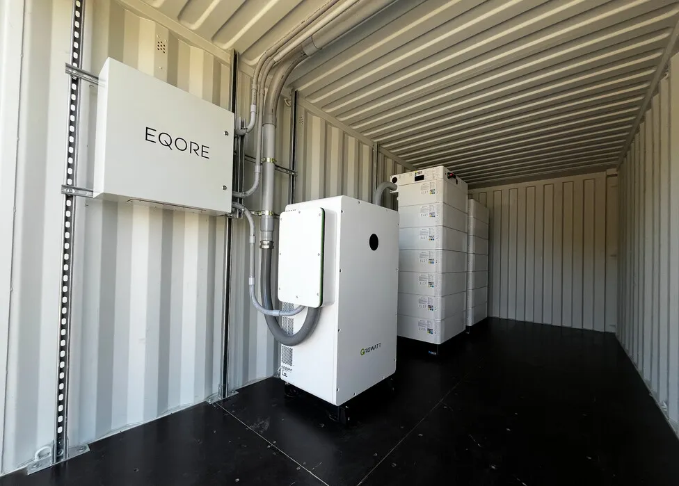 An EQORE QoreControl enclosure inside a battery container